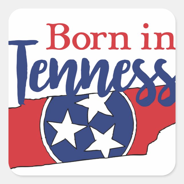 Born in Tennessee State Symbols Volunteer State Square Sticker (Front)