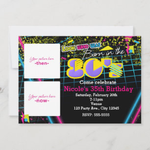 Born in the 80's 2 Photos Then & Now Invitation