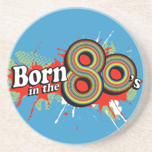 Born in the 80's graphic blue coaster