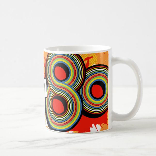"Born in the 80's" orange logo retro mug (Right)