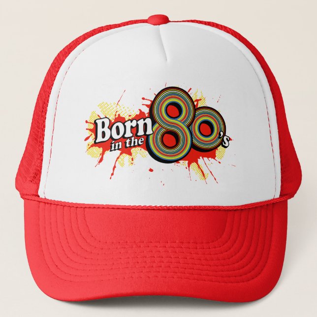 "Born in the 80's" retro design hat (Front)