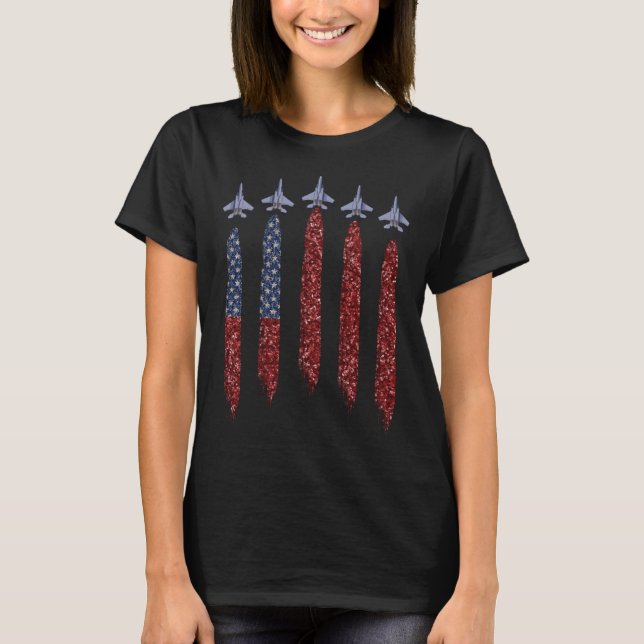 Born In The Usa Eagle Usa Flag Aeroplane 4Th Of Ju T-Shirt (Front)