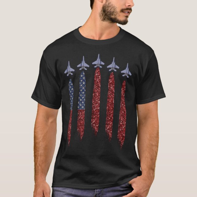 Born In The Usa Eagle Usa Flag Airplane 4Th Of Jul T-Shirt (Front)