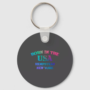 Born In The Usa Hempstead New York Distressed Look Key Ring