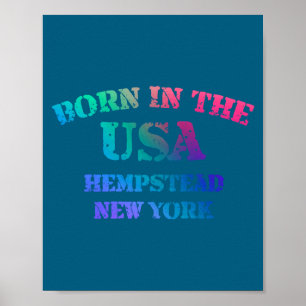 Born In The Usa Hempstead New York Distressed Look Poster