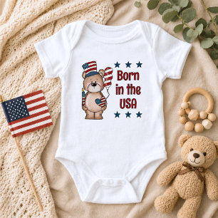 Born in the USA Patriotic Baby Bodysuit