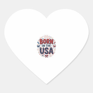 Born in the USA Patriotic Vintage Shirt Design_1 Heart Sticker