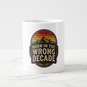 Born In The Wrong Decade Vintage Retro Mountain Large Coffee Mug