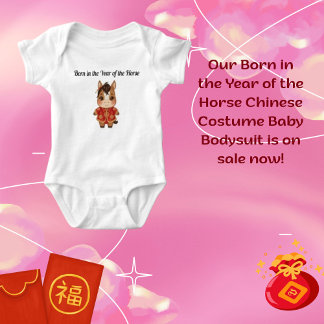 Born in the Year of the Horse Chinese Costume Baby Bodysuit