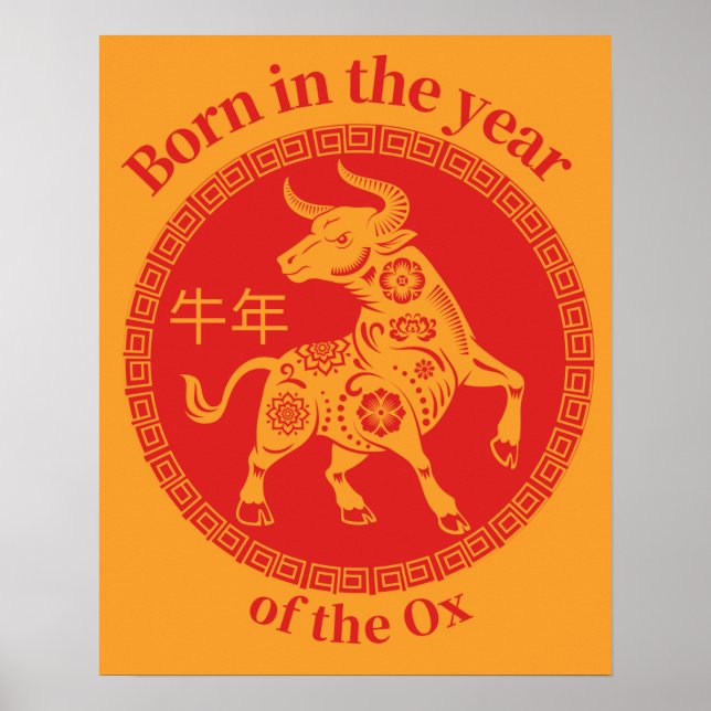 Born in the year of the Ox – Chinese Zodiac Poster (Front)