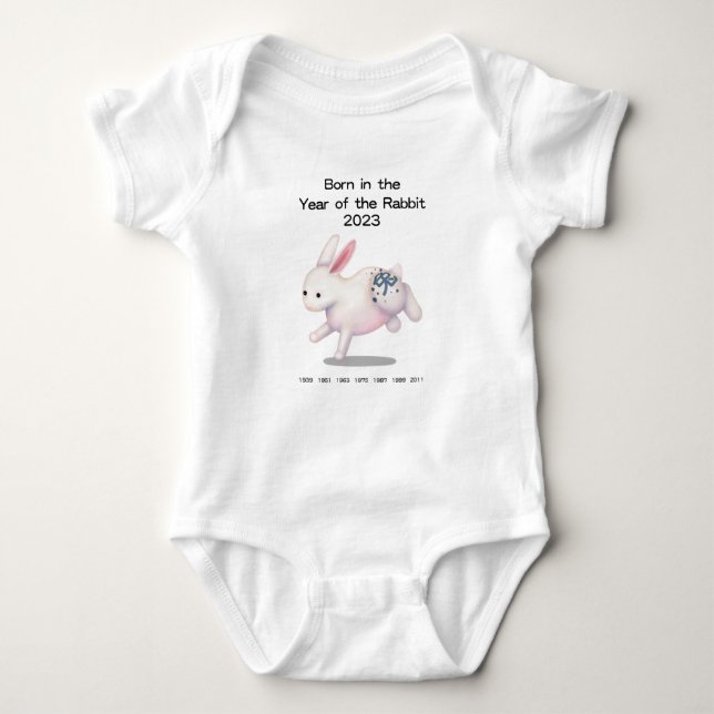 Born in the Year of the Rabbit 2023 Zodiac Sign Baby Bodysuit (Front)