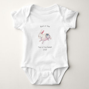 Born in the Year of the Rabbit Chinese Zodiac Baby Bodysuit