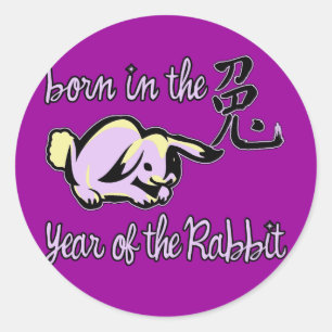 Born in the Year of the Rabbit Chinese Zodiac Classic Round Sticker