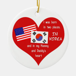 Born in Two Places - Korean adoption Keepsake Ceramic Ornament