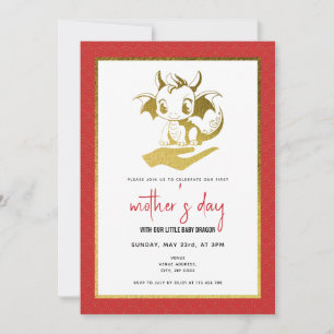 Born In Year of the Dragon Red First Mother' Day Invitation