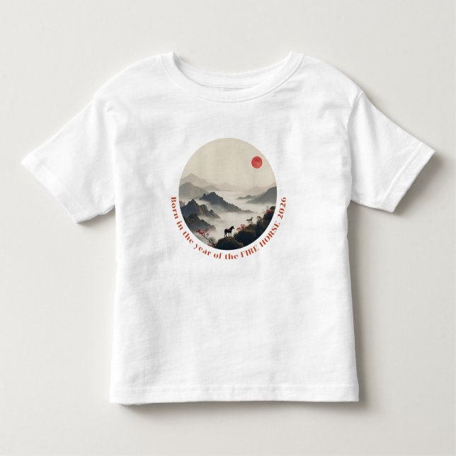Born in Year of the Horse 2026 Chinese Mountain  Toddler T-Shirt (Front)