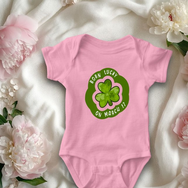 Born Lucky on St Patrick's Day Baby Girl Bodysuit (Creator Uploaded)