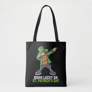 Born Lucky On St Patrick's Day Dabbing Birthday Tote Bag