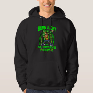 Born Lucky On St Patricks Day Dabbing Leprechaun B Hoodie