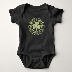Born Lucky On St Patrick's Day Irish Birthday Baby Bodysuit
