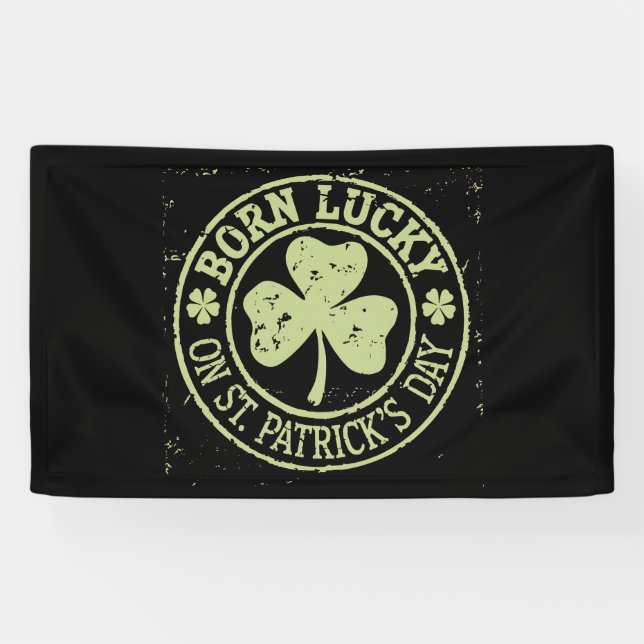 Born Lucky On St Patrick's Day Irish Birthday Banner (Horizontal)