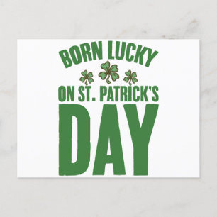 Born Lucky On St Patrick's Day Irish Birthday  Postcard