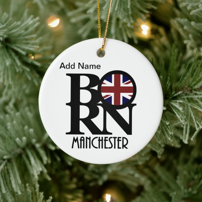 BORN Manchester England Customisable Ceramic Ornament (Tree)