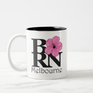 BORN Melbourne Pink Hibiscus Two-Tone Coffee Mug
