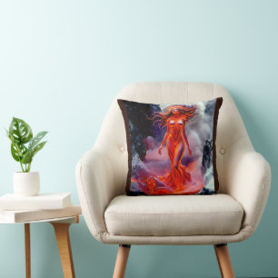 “Born of the Inferno” – Volcanic Woman Portrait Cushion