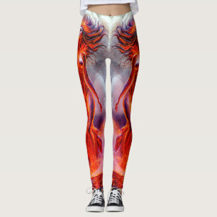 “Born of the Inferno” – Volcanic Woman Portrait Leggings
