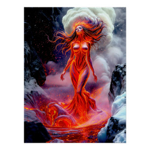 “Born of the Inferno” – Volcanic Woman Portrait Poster