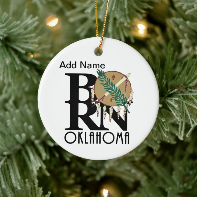 BORN Oklahoma Customisable Ceramic Ornament (Tree)