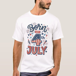 Born on 4th of July Patriotic Kids Shirt Design_1