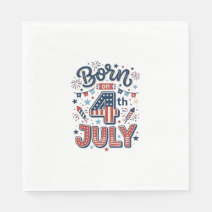 Born on 4th of July Patriotic Kids Shirt Design_1 Napkin