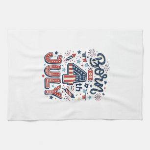 Born on 4th of July Patriotic Kids Shirt Design_1 Tea Towel