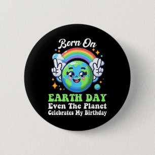 Born On Earth Day Groovy Earth Day Birthday Kids M 6 Cm Round Badge