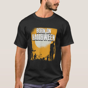 Born On Halloween Lazy Costume Funny Zombie Birthd T-Shirt