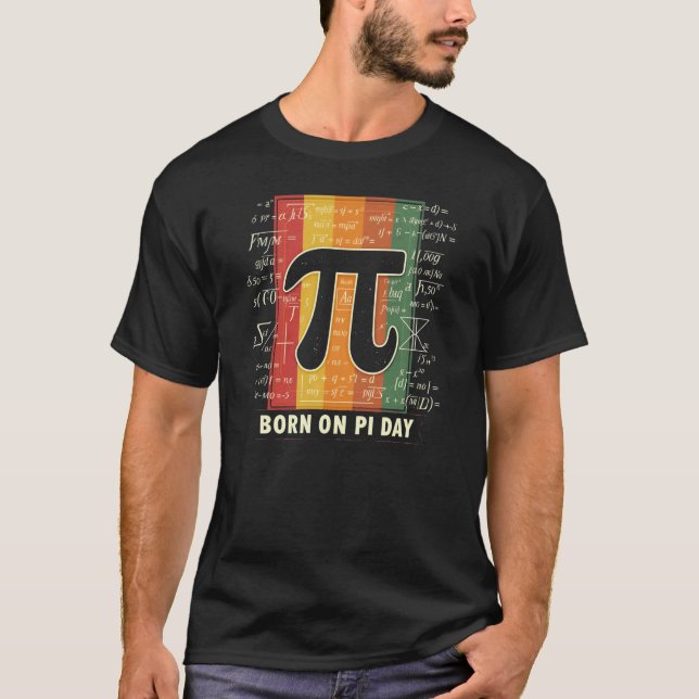 Born on Pi Day Retro Math T-Shirt (Front)