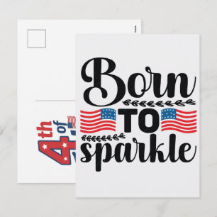 Born on the 4th of july a patriotic celebration holiday postcard