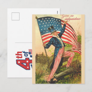 Born on the 4th of july a patriotic celebration  holiday postcard