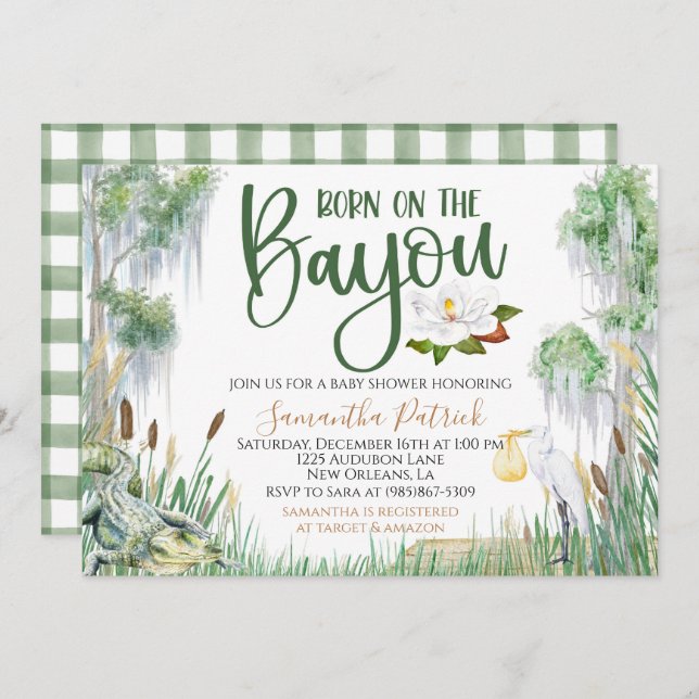 Born on the Bayou Swamp Baby Shower Invitation (Front/Back)