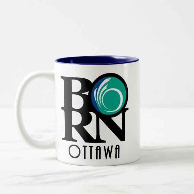 BORN Otawa 11oz (city flag) Two-Tone Coffee Mug (Left)