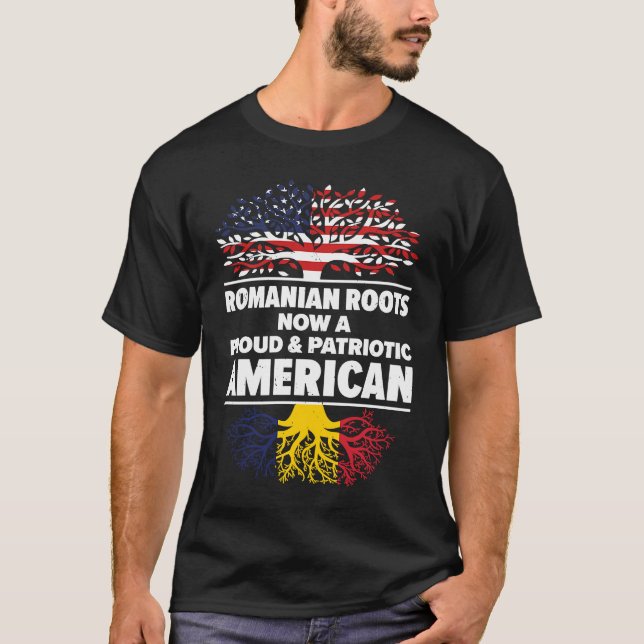 Born Romanian Romania American USA Citizenship T-Shirt (Front)