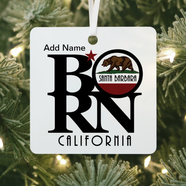 BORN Santa Barbara California  Metal Tree Decoration (Insitu)