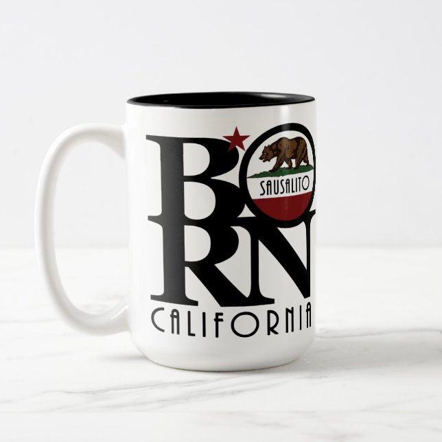 BORN Sausalito CA 15oz Two-Tone Coffee Mug (Left)