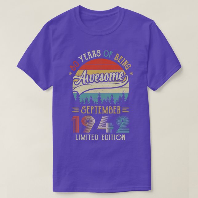 Born September 1942 80th Birthday Made In 1942 80  T-Shirt (Design Front)
