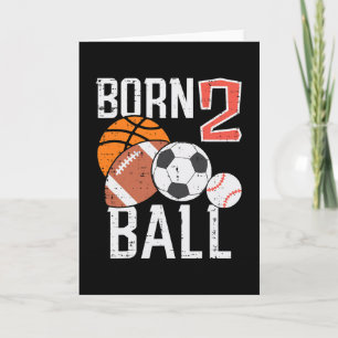 Born Sketll Footll 2nd Birthday Toddler Boy Kid  Card