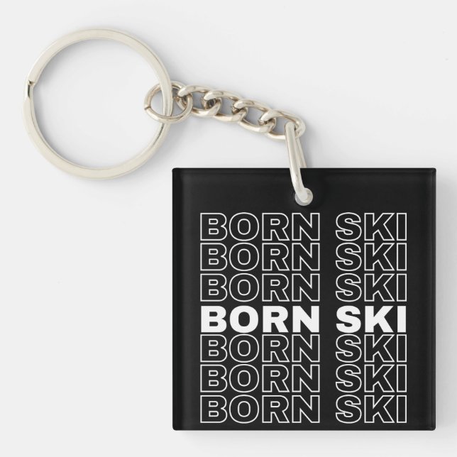 Born ski keychain for skiing lovers (Front)