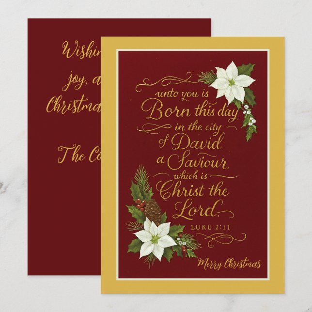 Born This Day – Luke 2:11 Christmas Blessing Holiday Card (Front/Back)