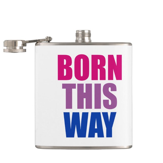 Born This Way Bisexual Bi Pride LGBTQ Hip Flask (Opened)